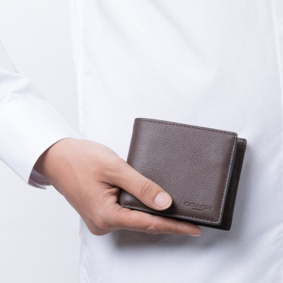 NWT - COACH Men Compact 3 In 1 Wallet - BESTSELLER - Mahogany Brown - Picture 8 of 9